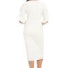 Women's V-Neck Midi Sheath Ruffle Sleeves-Front Slit-Elegant Wedding Guest Cocktail Dress