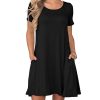 Women's Summer Casual T Shirt Dresses Short Sleeve Swing Dress with Pockets