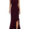 Women's High Neck Split Bodycon Mermaid Evening Cocktail Long Dress