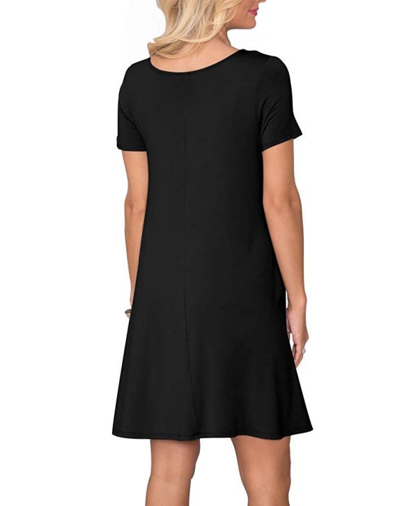 Women's Summer Casual T Shirt Dresses Short Sleeve Swing Dress with Pockets