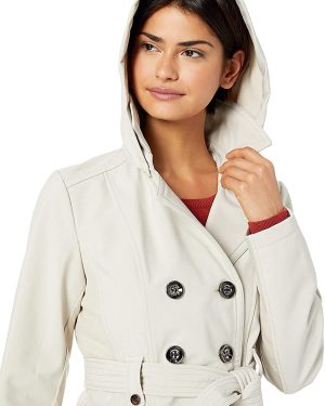 Collection Women's Soft Shell Trench Coat with Detachable Hood
