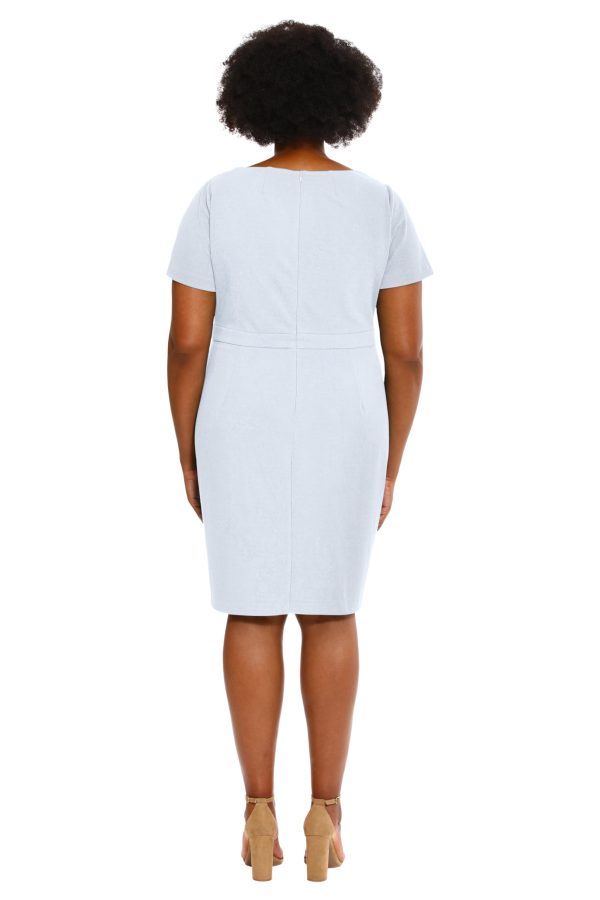 Women's Boat Neck Side Tie Short Sleeve Knee Length-Cocktail Party Summer Dress with Bow Detail