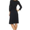 Women's Slimming 3/4 Sleeve Fit-and-Flare Crossover Tummy Control Dress