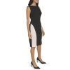 Women's Scuba Crepe Color Block Cap Sleeve Sheath Dress