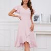 Women's Cocktail Dresses 2025, Formal Wedding Guest Ruffle Prom Evening Dress V-Neck Vintage Maxi Dress