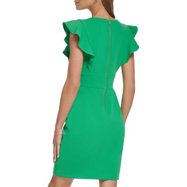 womens V-neck Ruffle Sleeve Dress