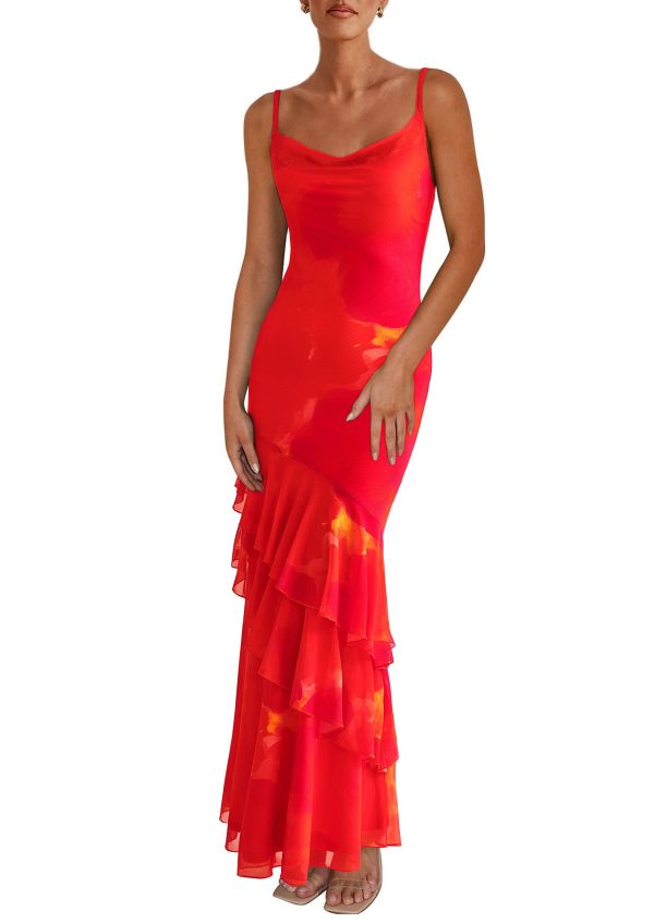 Maxi Dresses for Women 2025 Summer Tiered Floral Beach Sundress Spaghetti Strap Wedding Guest Long Dress