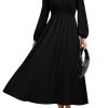 PRTTYGARDEN Womens Long Sleeve Maxi Dress 2025 Spring Trendy Elegant V Neck Flowy Wedding Guest Holiday Formal Long Dresses