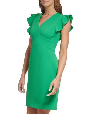 womens V-neck Ruffle Sleeve Dress