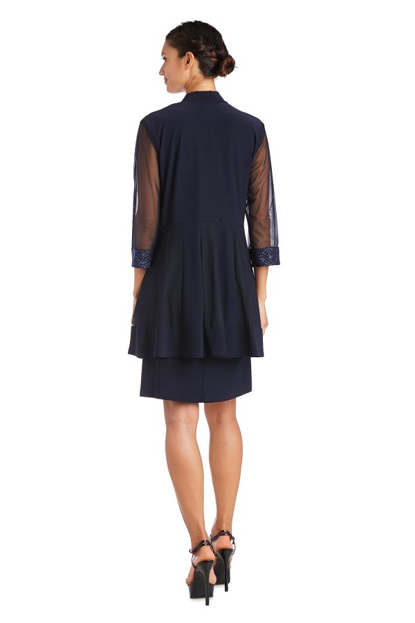 Womens Plus 2PC Mesh Inset Dress with Jacket
