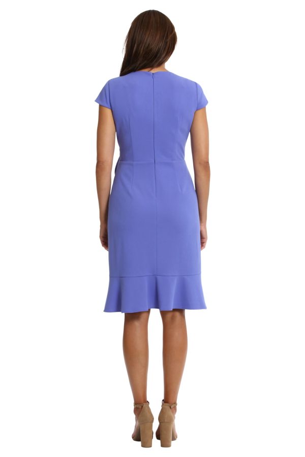 Women's Feminine Ageless Surplice V-Neck Faux Wrap Ruffle Dress Office Event Shower Guest of