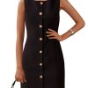 Work Dresses for Women 2025 Summer Business Short Dress Sleeveless Button Down Formal Elegant Office Outfits