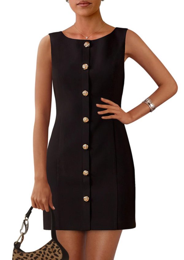 Work Dresses for Women 2025 Summer Business Short Dress Sleeveless Button Down Formal Elegant Office Outfits