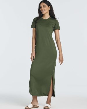 3 Pack Women’s Casual Short Sleeve Maxi T-Shirt Summer Dress with Slit & Pockets (Available in Plus Size)