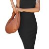Women Bodycon Midi Dress 2025 Summer Spring Casual Vacation Sundress Fitted Sleeveless Tank Dresses