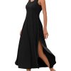 U Neck Backless Split Flowy Maxi Casual Tank Dress