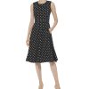 Women's Scuba Crepe Fit and Flare Sleeveless Dress
