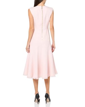 Women's Cap Sleeve High Neck Fit & Flare Midi Dress