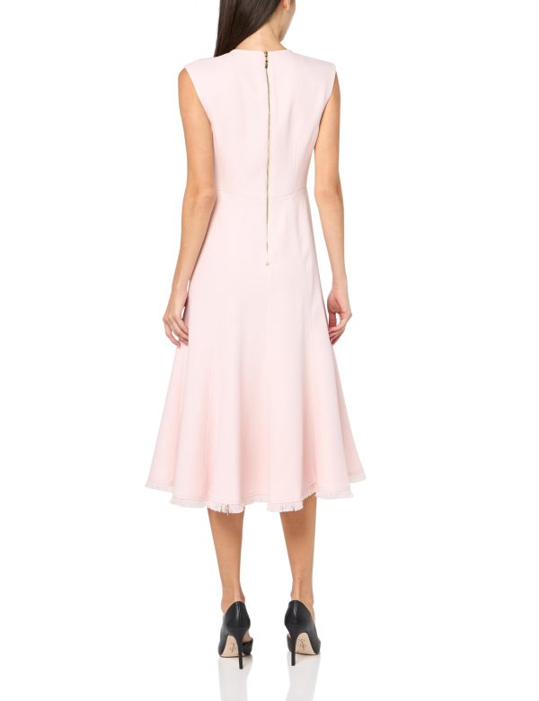 Women's Cap Sleeve High Neck Fit & Flare Midi Dress