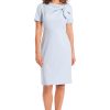 Women's Boat Neck Side Tie Short Sleeve Knee Length-Cocktail Party Summer Dress with Bow Detail