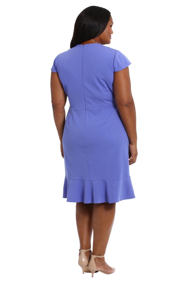 Women's Feminine Ageless Surplice V-Neck Faux Wrap Ruffle Dress Office Event Shower Guest of