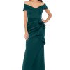 Women's Long Off Shoulder Sweetheart Neck Side Ruffle Gown (Reg and Petite)