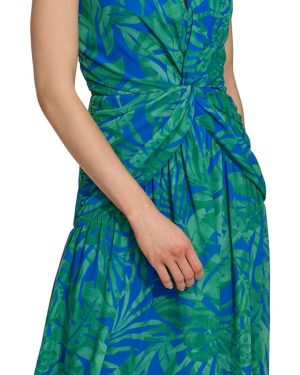 womens V-neck Twist Front Sleeveless Dress
