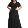 Beading Waist A Line Short Sleeves Chiffon Plus Size Maxi Formal Evening Dresses for Curvy Women 11981-DA