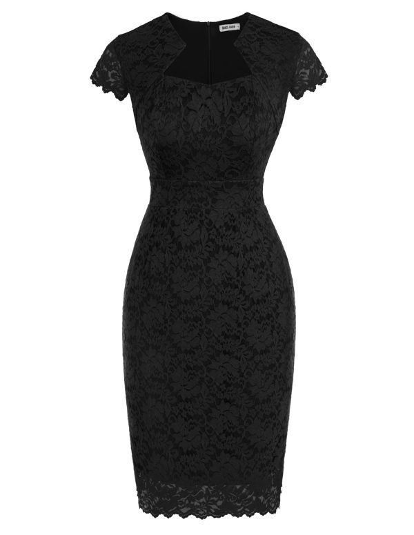 Cocktail Dress for Women Cap Sleeve Lace Dress for Wedding Guest Business Casual Dresses