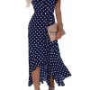 2025 Women's Spring Summer Boho Floral Print V-Neck Faux Wrap Maxi Dress for Wedding Guest, Graduation, Party
