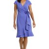Women's Feminine Ageless Surplice V-Neck Faux Wrap Ruffle Dress Office Event Shower Guest of
