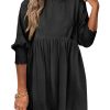Womens Summer Spring Dresses Casual Tunic Dress Short Sleeve Crew Neck Flowy Swing Mini Dress