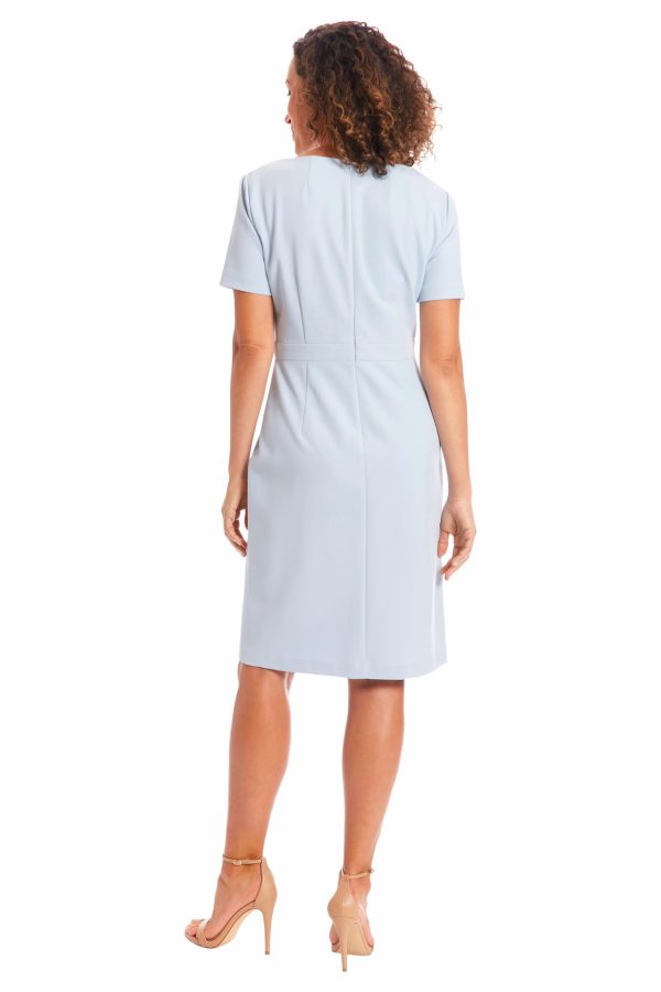 Women's Boat Neck Side Tie Short Sleeve Knee Length-Cocktail Party Summer Dress with Bow Detail