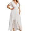 Women's V Neck Ruffles Sleeves High Low Lace Plus Size Summer Cocktail Party Wedding Guest Dresses 01489-DAPH