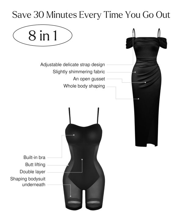 Shapewear Dress Womens Multi Way Wear Dresses Off The Shoulder Maxi Dress Bodycon Long Cocktail Dresses