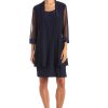 Womens Plus 2PC Mesh Inset Dress with Jacket