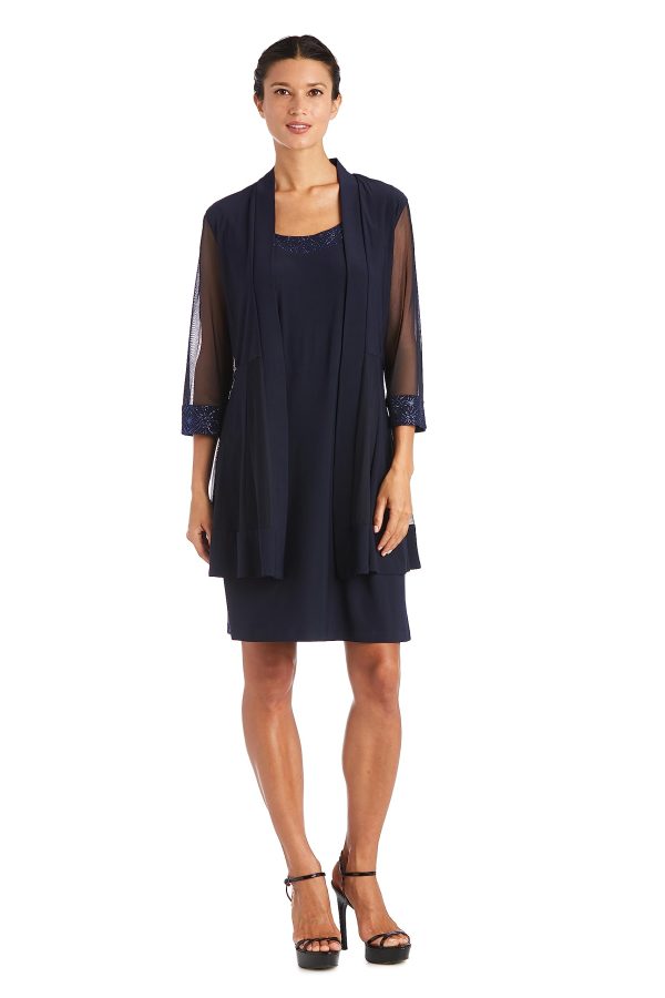 Womens Plus 2PC Mesh Inset Dress with Jacket