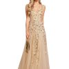 Women's Sexy Sleeveless V-Neck Evening Gowns Empire Waist Sequin Embroidery Formal Dress