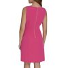 Women's Sleeveless Boat Neck Fold Detail Sheath Mini Dress