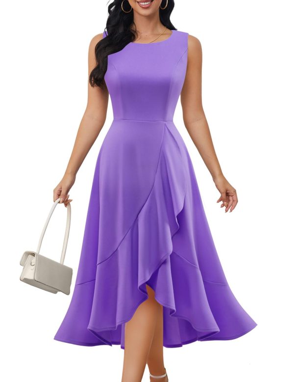 Women's Cocktail Party Formal Wedding Guest Church Dresses, Modest Graduation Prom Evening Dress