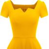 Women's Classic Tea Dress Short Sleeve Swing Cocktail Party Dresses with Pockets