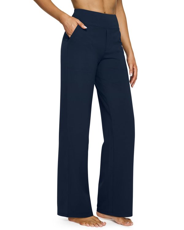 Yoga Pants Women Wide Leg Pants with Pockets High Waist Stretch Dress Casual Sweatpants Petite/Regular/Tall
