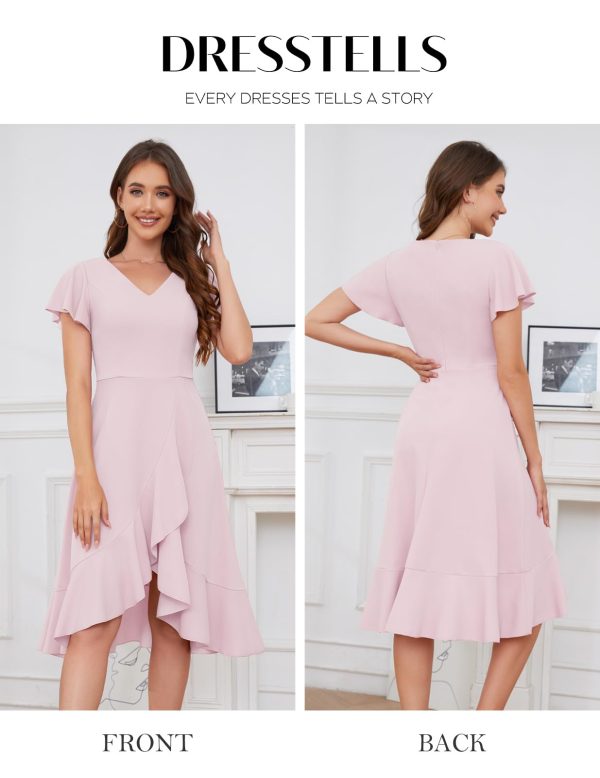 Women's Cocktail Dresses 2025, Formal Wedding Guest Ruffle Prom Evening Dress V-Neck Vintage Maxi Dress