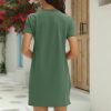 Women T Shirt Dress Summer Fashion Mini Dress Crew Neck Short Sleeve Dress Solid Color Casual Dress with Pocket