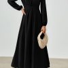 PRTTYGARDEN Womens Long Sleeve Maxi Dress 2025 Spring Trendy Elegant V Neck Flowy Wedding Guest Holiday Formal Long Dresses