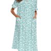 House Dress for Women with Pockets Button Down Duster Housecoat Short Sleeve Mumu Nightgown S-XXXL