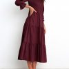 Women Casual Long Sleeve Crew Neck Fall Dress Bohemian Relaxed Fit Floral Flowy Maxi Dresses Tiered Cocktail Dress