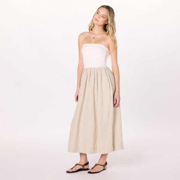 Women's Hellen Strapless Mixed Media Maxi Dress