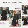 Womens Summer Spring Dresses Casual Tunic Dress Short Sleeve Crew Neck Flowy Swing Mini Dress