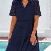 Summer Dresses for Women 2025 V Neck Hollow Out Eyelet Ruffle A Line Swing Short Beach Vacation Dress